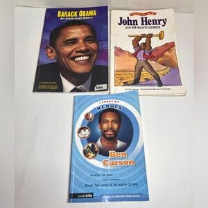 BOOK LOT - VINTAGE - BARACK OBAMA, BEN CARSON & JOHN HENRY - BLACK HISTORY